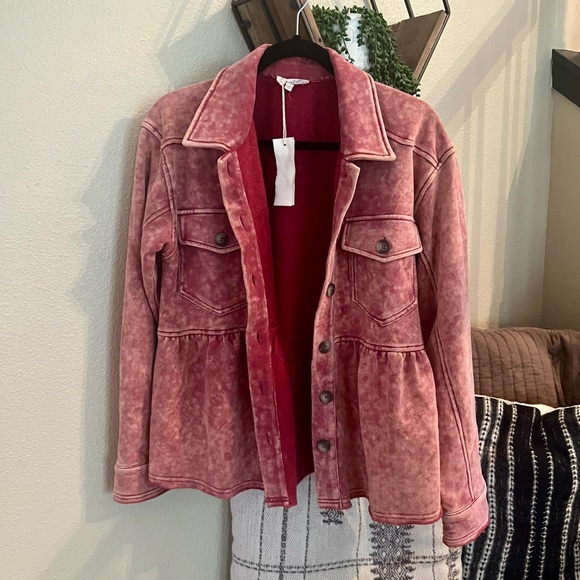 NWT Women's Red Sweatshirt Peplum Jacket Size M - Picture 10 of 15